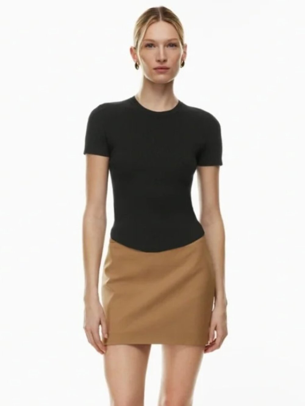 Babaton Aritzia Prevail Wool Camel Mini Skirt